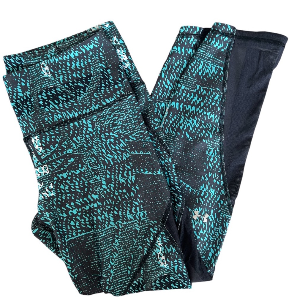 Under Armour Heat-gear Leggings Women’s Size Large Green Teal